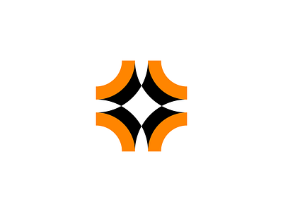 Random logo concept flat 3d logo orange and black