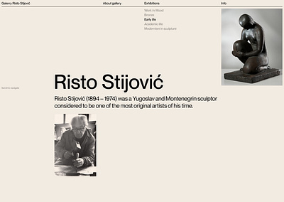 Risto Stijović website design art museums sculptor ui design ux design uxui web website