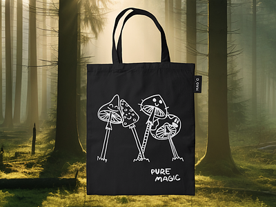 Magic tote bag design graphic design illustration magic merch merch design merchandise mushroom tote tote bag
