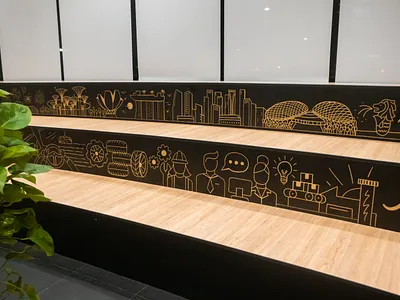 MPH Mural for Continental Singapore calligraphy continental corporate mural design environmental design hand drawn hand lettering illustration lettering line illustration mph mural mural art mural design painting signpainting singapore skyline skyline type typography