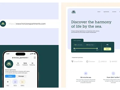 Horizon: Brand Design apartments branding development logo design web design