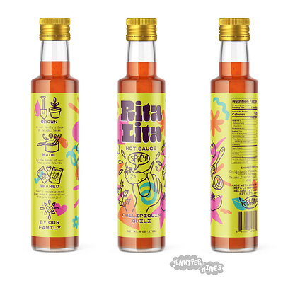 Hot Sauce Label Illustration bottle design cute illustration food and drink food illustration food packaging handdrawn illustration label design packaging packaging design packaging illustration