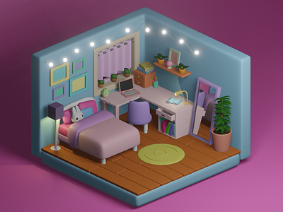 3D bedroom 3d 3d art 3d model 3d modeling bedroom blender concept design graphic design inspiration isometric isometric model isometric modeling ui ui ux