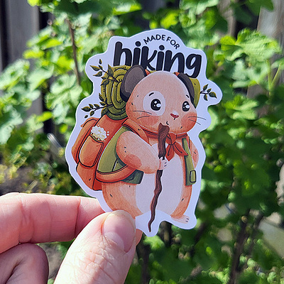 Made for hiking - Sticker design 2d branding design graphic design hamster hiking illustration nature outdoor print procreate sticker