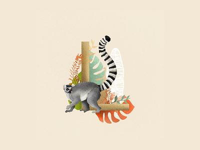 Lemur L 36 days 36 days of type 36daysoftype animal illustration brand identity children books children illustration childrens illustrator design illustration illustration inspiration illustrator lemur lemur illustration lemurs lettering design plant illustration type illustration wildlife art wildlife illustration