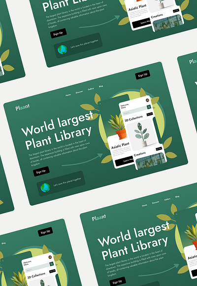 Plaant figma green website photoshop plant website uiux web design website design