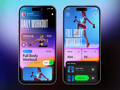 ~ fitness mobile app ~ app blue branding fitness gradient interface mobile purple sport training ui design ux visual workout