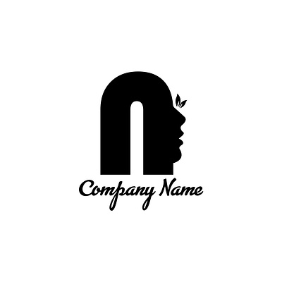 N letter natural beauty logo design with woman face and leaves abstract beauty logo black brand cosmetic fashion girl glamour lady leaves logotype luxury makeup n letter natural beauty saloon silhouette spa white women face