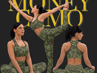 Money Camo: Tactical Green Camouflage Pattern with 100 Bills graphic design yoga outfit