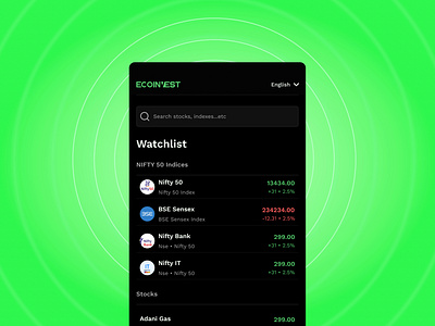 Investment App, Live Stock Market Updates and Learn crypto designs ideas investment mobileapp stockmarket stocks ui watchlist