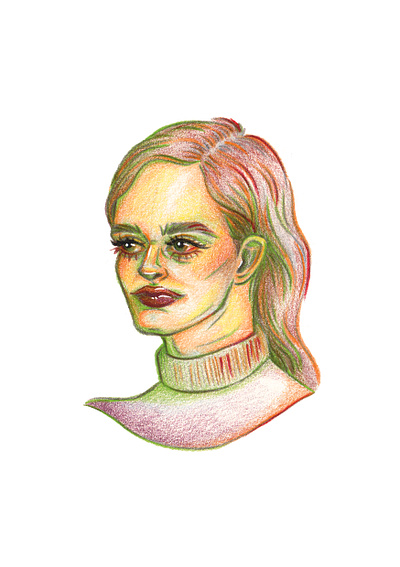 Multicoloured pencil portrait aesthetic art art art practice artwork character colourful contemporary art design drawing figurative hand drawn illustration mixed media pencil portraiture rainbow sketch stylistic traditional art woman