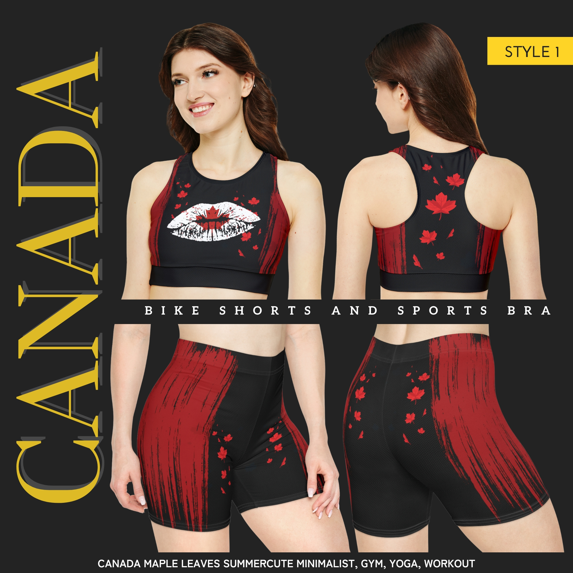 Canada Maple Leaves Summer Cute Minimalist graphic design workout yoga