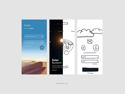 Seamless Animated Authentification/Onboarding Mobile UI Concepts 3d animation clouds cosmic desert doodles galaxy highfidelity inspiration login mobile planets sahara seamless signin signup ui universe ux wireframes