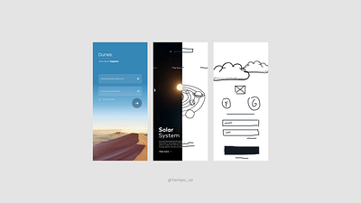 Seamless Animated Authentification/Onboarding Mobile UI Concepts 3d animation clouds cosmic desert doodles galaxy highfidelity inspiration login mobile planets sahara seamless signin signup ui universe ux wireframes