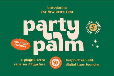 Party Palm Retro Font 90s fonts beautiful bold bold font bold fonts bold modern bold sans bold typeface classic retro cool vintage fontcdisplay poster display sans industrial sans modern sans serif poster typeface retro 70s retro advertising retro branding retro design retro logo retro modern retro typography