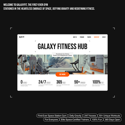 A Gym in a Zero-Gravity Space Station ai cyberpunk graphic design gym hero screen landing sci fi space sport ui