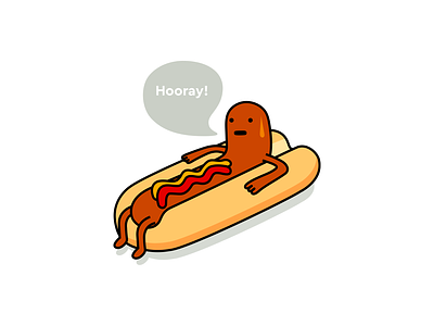 Good day dog bun cartoon character design fastfood food frankfurter hotdog illustration ketchup mascot mustard nutrition positive positivity sausage