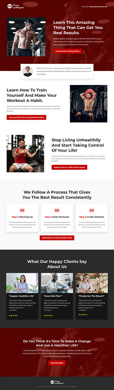Fitness Lead Magnet Funnel Template for GoHighLevel agency template design fitness fitness lead magnet funnel funnel design funnel template funnel theme ghl ghl template gohighlevel illustration ui