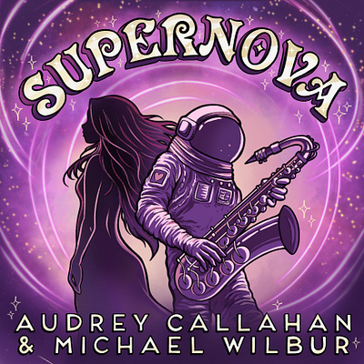 Supernova - cover art album art astronaut branding celestial cover art illustration music new single procreate purple saxophone space spaceman supernova