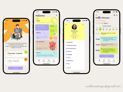 APP "Kiddo Care" app desigh graphic design interface mobile app ui uiux ux