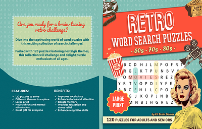 Retro Word Search cover book book cover graphic design marketing