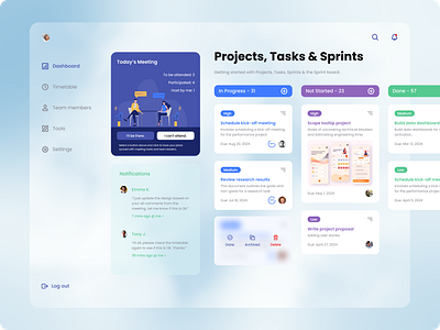 Teamwork Dashboard app application business company dashboard design designer figma freelancer illustration information list meeting projects sprints task to do ui web website