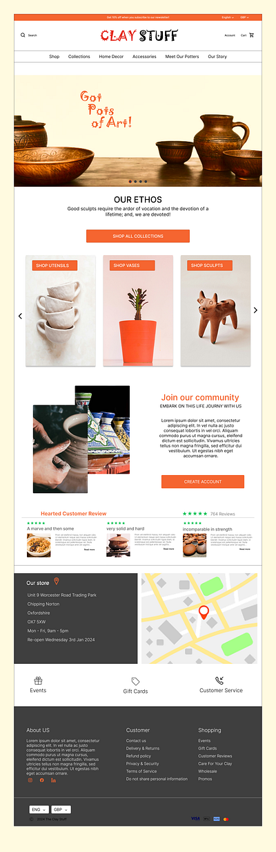 WEB DESIGN OF 'THE CLAY STUFF' branding ui web design