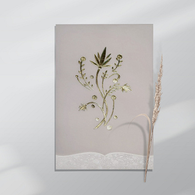 OFF-WHITE FLORAL THEMED - FOIL STAMPED WEDDING CARD indianweddingcards wedding invitations wedding invitations under $1