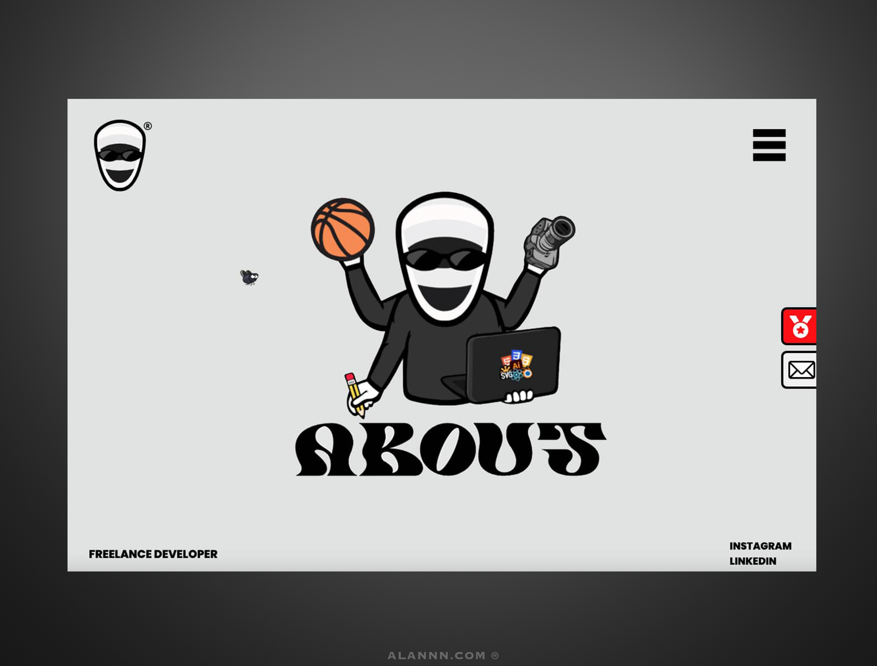 Creative developer ➙ 2D Portfolio ➙ About section animation 🌐 2d 2d developer 2d portfolio 3d 3d developer 3d portfolio alannn creative developer css css animation front end developer graphic design portfolio svg animation threejs threejs developer ui web design web developer web interaction