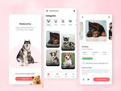 Pet adoption app adoption figma pets ui ui design ux uxdesign