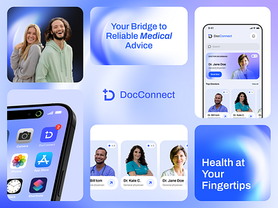 DocConnect - Mobile app Branding blue brand branding doctor health logo mobile ui