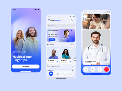 DocConnect - Mobile app app doctor health interface ios medical mobile ui ux