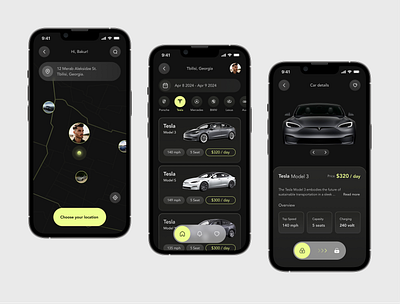 Car Rental - Mobile App app car rental darkmode design mobile mobile app ui design uiux ux design