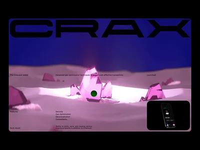 Crypto Wallet - Landing Page Interaction 3d 3js branding crypto design idantity landing motion page promo ui ux visual wallet web3