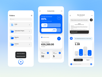 AI Document Analysis ai analysis app app design blue ui charts chatbox dashboard design figma product product design ui ui design ui designer uiux ux uxui uxui designer