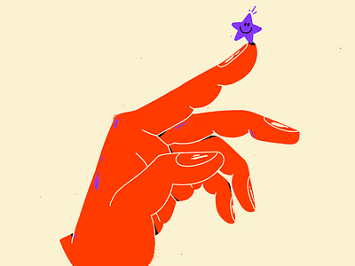 Star 2d art cartoon design funny gesture hand illustration star touch