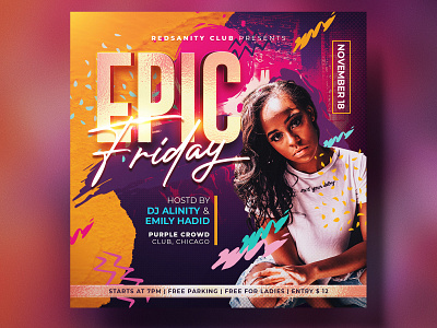 Club Party Flyer club club party dj epic friday flyer graphic design instagram flyer party psd redsanity template