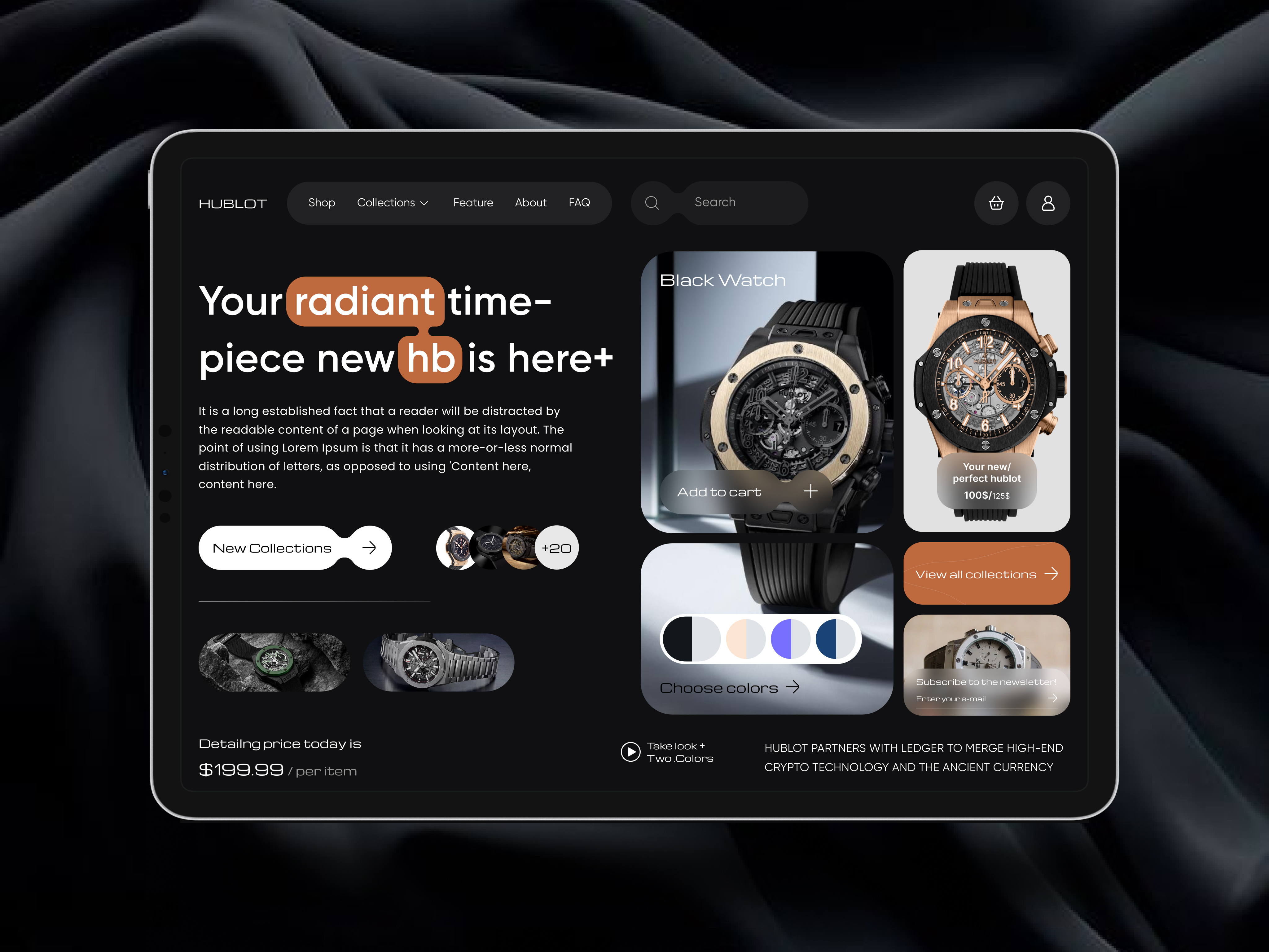 Hublot Watch Web Landing page design agency branding collections concept design agency design studio hublot inspiration landing page morhover onlinebusiness ui ui trends ux visualdesign watch web design web page