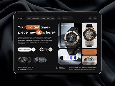 Hublot Watch Web Landing page design agency branding collections concept design agency design studio hublot inspiration landing page morhover onlinebusiness ui ui trends ux visualdesign watch web design web page