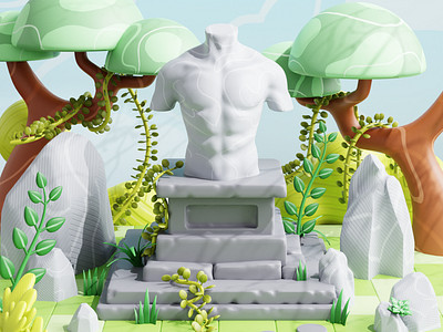 Torso 3D Illustration 3d 3d blender ancient blender c4d illustration stone torso