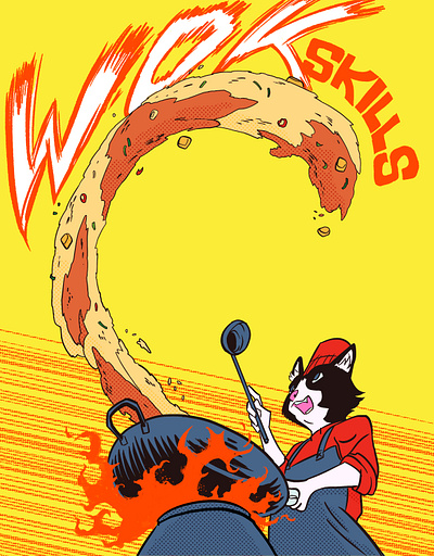 Wok Skills character chinese design food food branding fried rice hamburger illustration japanese mascot restaurant wok