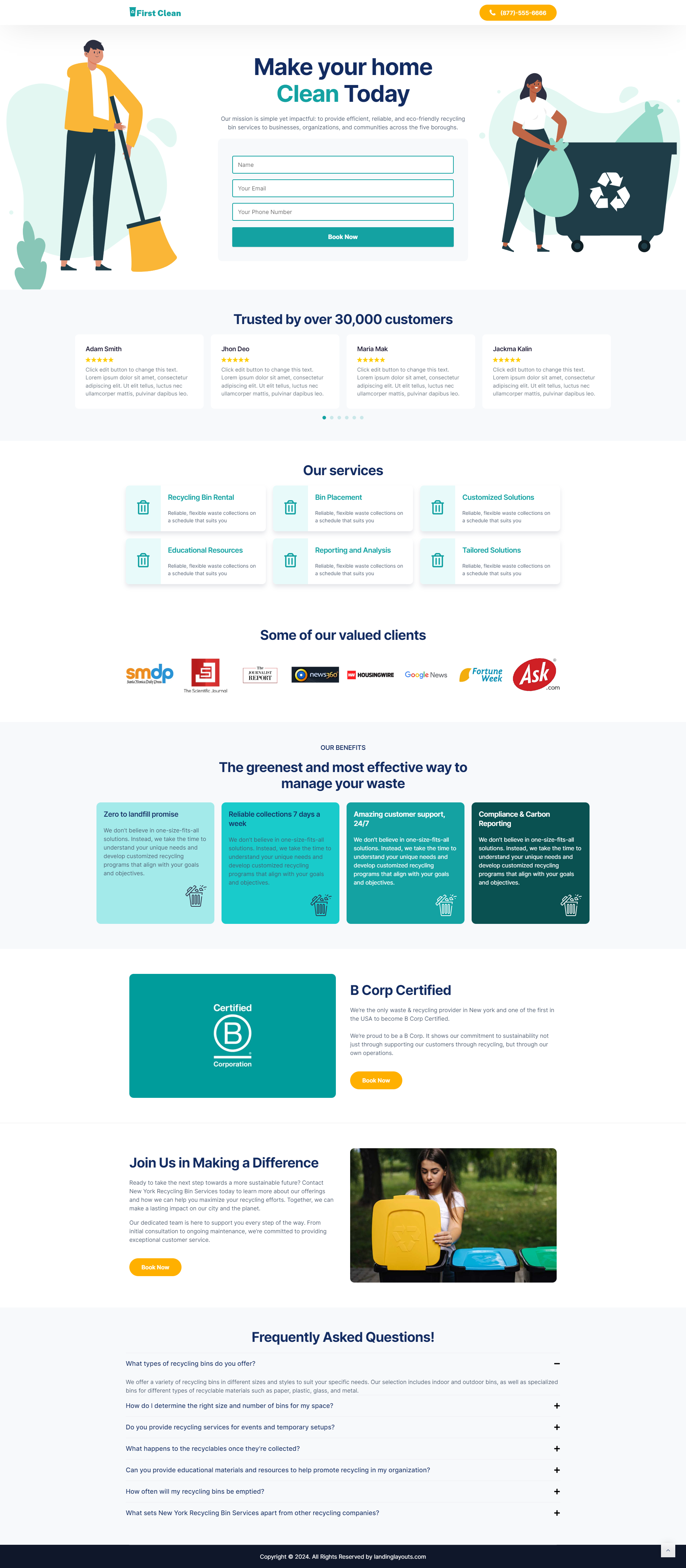 Effective Trash Can Cleaning Services Lead Generation Landing Pa branding design illustration landing page lead generation template trash can cleaning wordpress