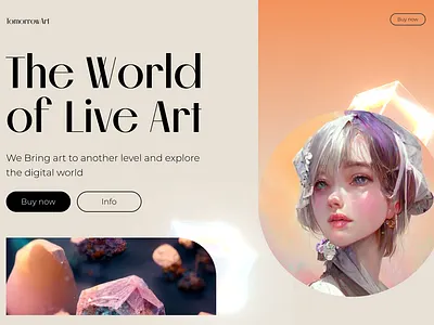 Tomorrow'sArt anime art blockchain creative figma landingpage nft web design website design yellow