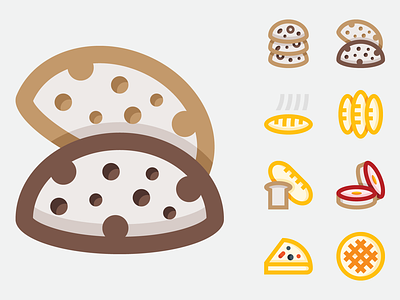 Bakery / Basicons baguette bakery biscotti bread chocolate cookies confectionery cookies croissant food hot bread icons italian cuisine loaf pastry pie sandwich slice ui vector waffle