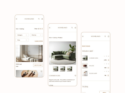 Home Goods Store | HOMELAND | E-commerce | UX/UI Design #5 adaptive adaptive design animation design e commerce ecommerce mobile ui ui design uiux ux design uxui web webdesign
