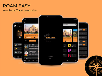Roam Easy - Your Social Travel Companion mobile app travel ui ux