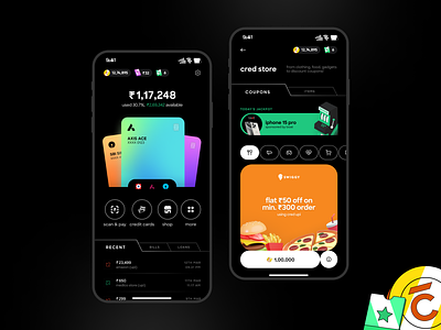 CRED - Credit Card & Payments App Redesign app design bank app banking app card app cred cred app cred redesign credit card credit card app finance finance app fintech fintech app minimal payment app payments app