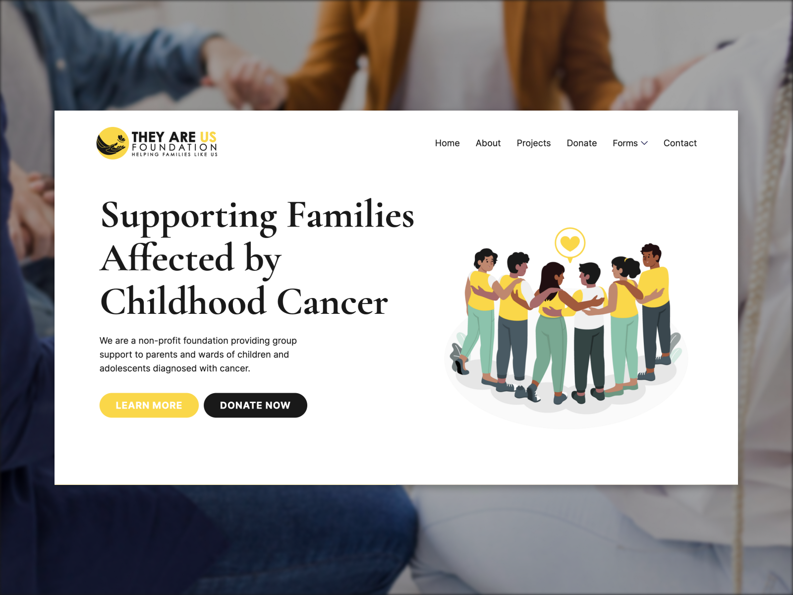 Example of They Are Us Foundation / Nonprofit org. Landing page