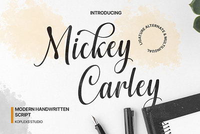 Mickey Carley - Modern Handwritten Script display fonts handwriting handwritten handwritten script modern font playfull script font typeface