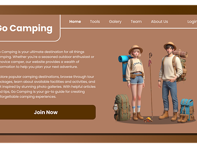 Design for Camping Website 3d design web brown website camp camp app camping camping web camping web design camping website modern website simple web design ui ui design website ui modern ui web camping web camping web design